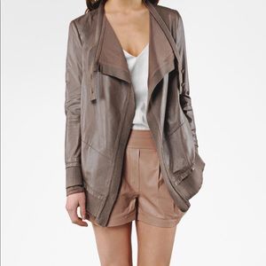 Mackage taupe Dee Draped leather jacket